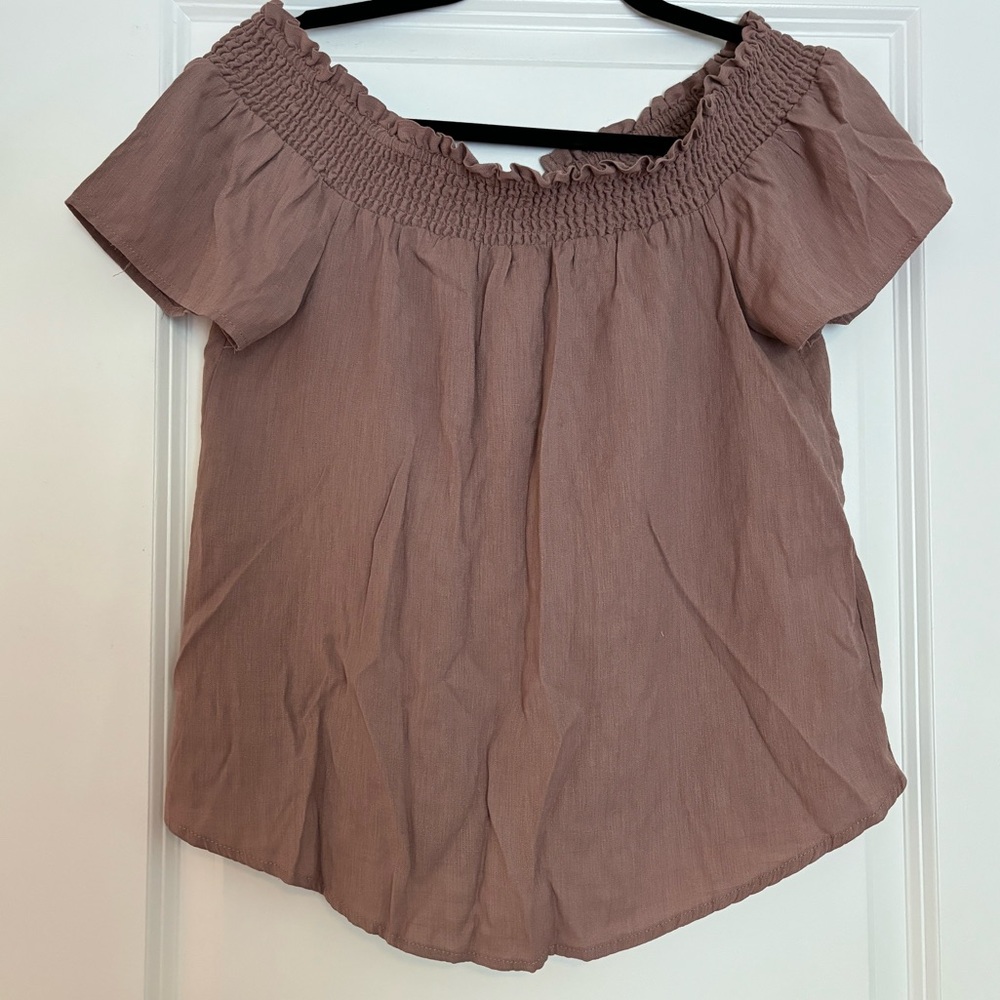 Breezy Linen-like Off the Shoulder Top